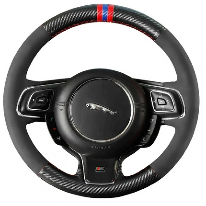 

Ручная работа, износостойкий черный кожаный чехол на руль из углеродного волокна для Jaguar XJ XJL X351 2010-2019