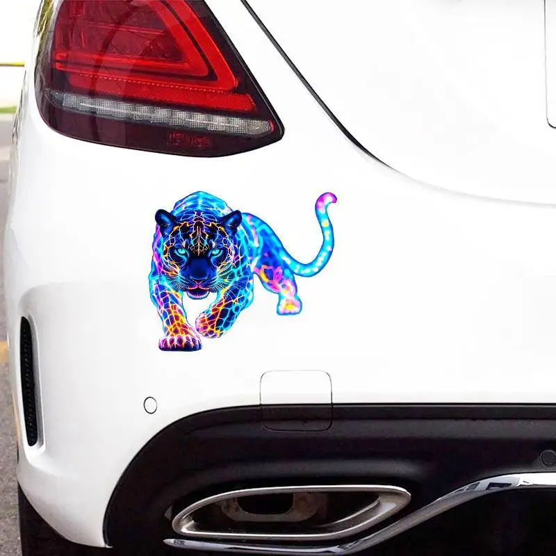 1/2Pcs Vibrant Neon Cheetah Pattern Motorcycle Car Stickers Waterproof For Car Body Auto Window Decoration