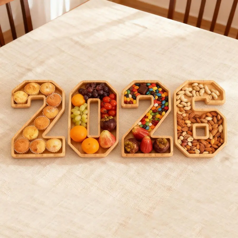 Wooden Party Food Trays Buffet Table Decorations 4pcs Wooden Number Boxes Set Fillable Charcuterie Boards for Party Serving
