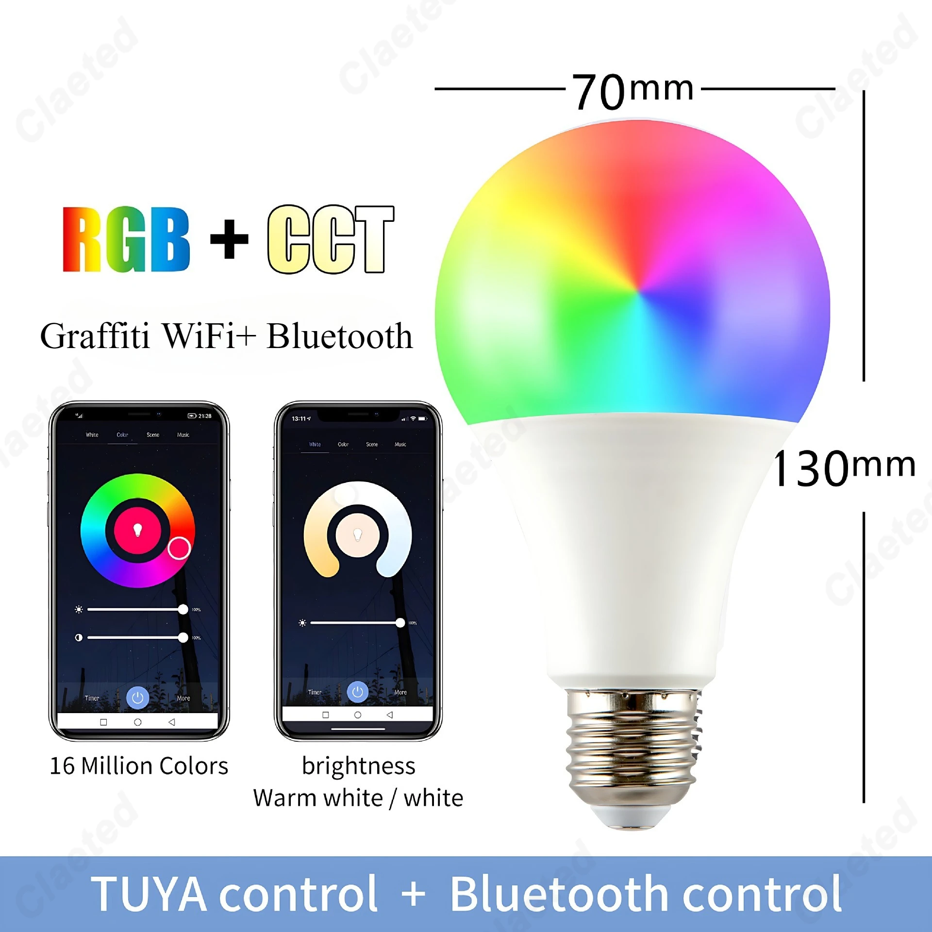 AC 220V 110V WiFi Smart Graffiti Light Bulb Alexa Voice Control RGB Dimming and Color Matching Wifi Smart Led Light Bulb
