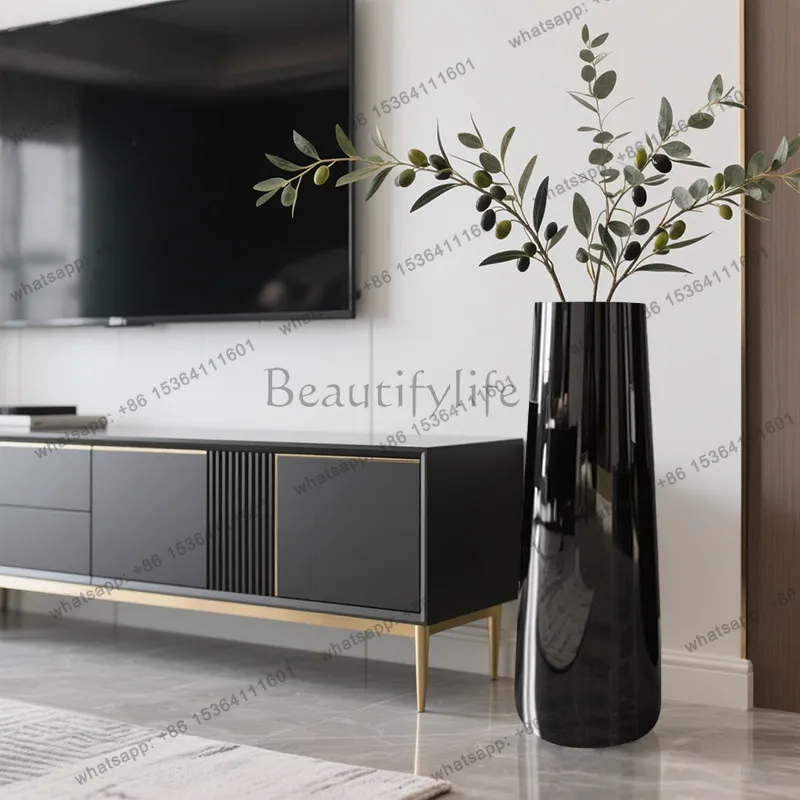 Premium large floor-to-ceiling vase glass transparent high flower arrangement extra large light luxury living room ornament
