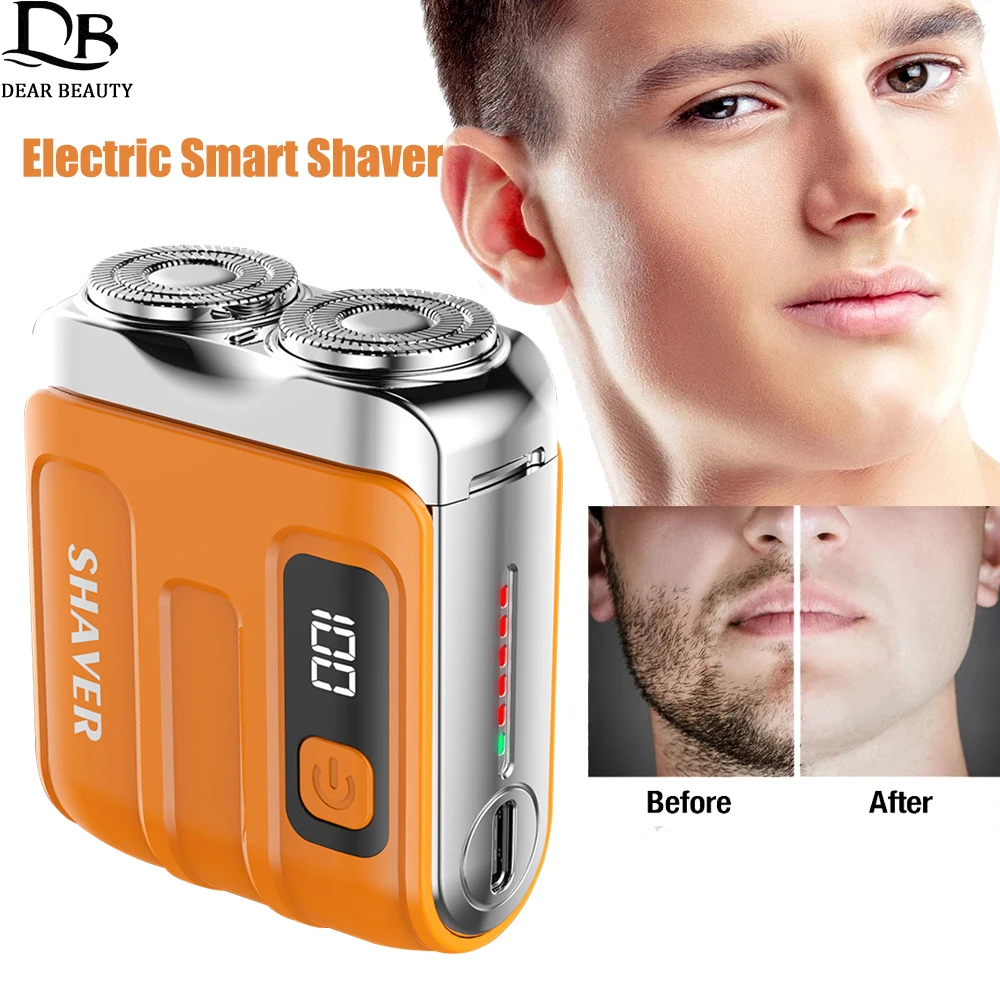 

Мужская электробритва, триммер для бороды, двойное лезвие, перезаряжаемая мини-бритва для мужчин, бытовой дорожный автомобиль, цифровой станок для бритья