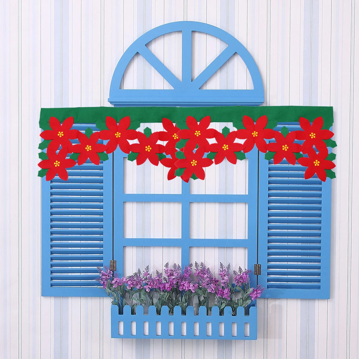 

Red Flower Curtains Christmas Valance Bright Appliques Embroidery Hollow Pattern Festive Door Window Display Home Textiles