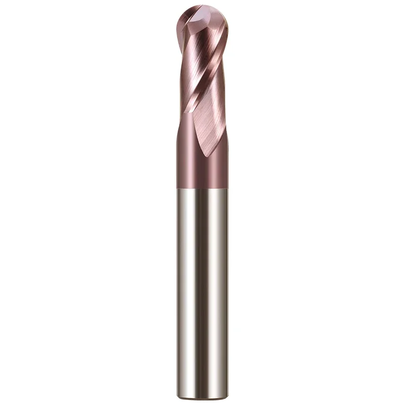Bola Hidung Akhir Pabrik HRC62 Tungsten Karbida Pemotong CNC Router Bit R0.5 R0.75 R1,R1.25 R2 R3mm -R10mm 2 Seruling Karbida Slot Bor