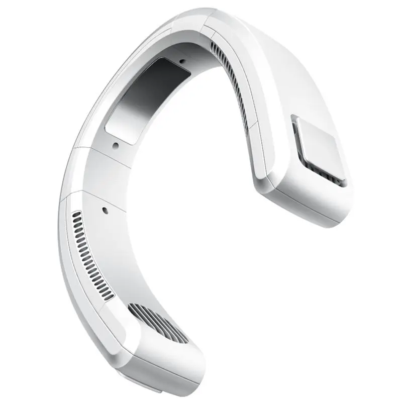 

*Отливый портативный шейный вентилятор, перезаряжаемый через USB безлопастной вентилятор, 4000 мАч, холодильный полупроводниковый вентилятор, бесшумный для лета-белый