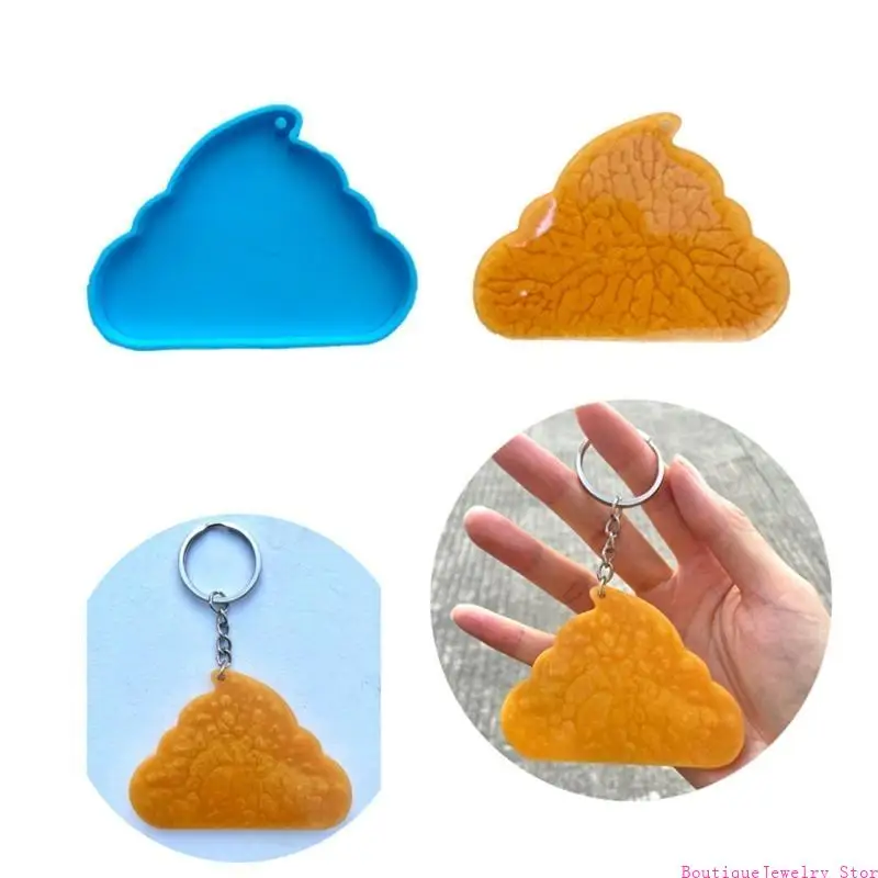 E1PE DIY Poop Keychain Silicone Mold with Hole Keyring Pendant Handmade Charm Mold for Valentine's Day Birthday Gift