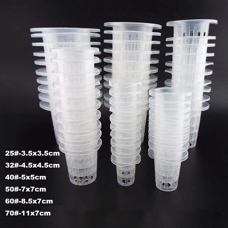 

50pcs Planting Grow Clone Nursery Hydroponic colonization Mesh Pot Net Cup Basket Hydroponic Plant Pots