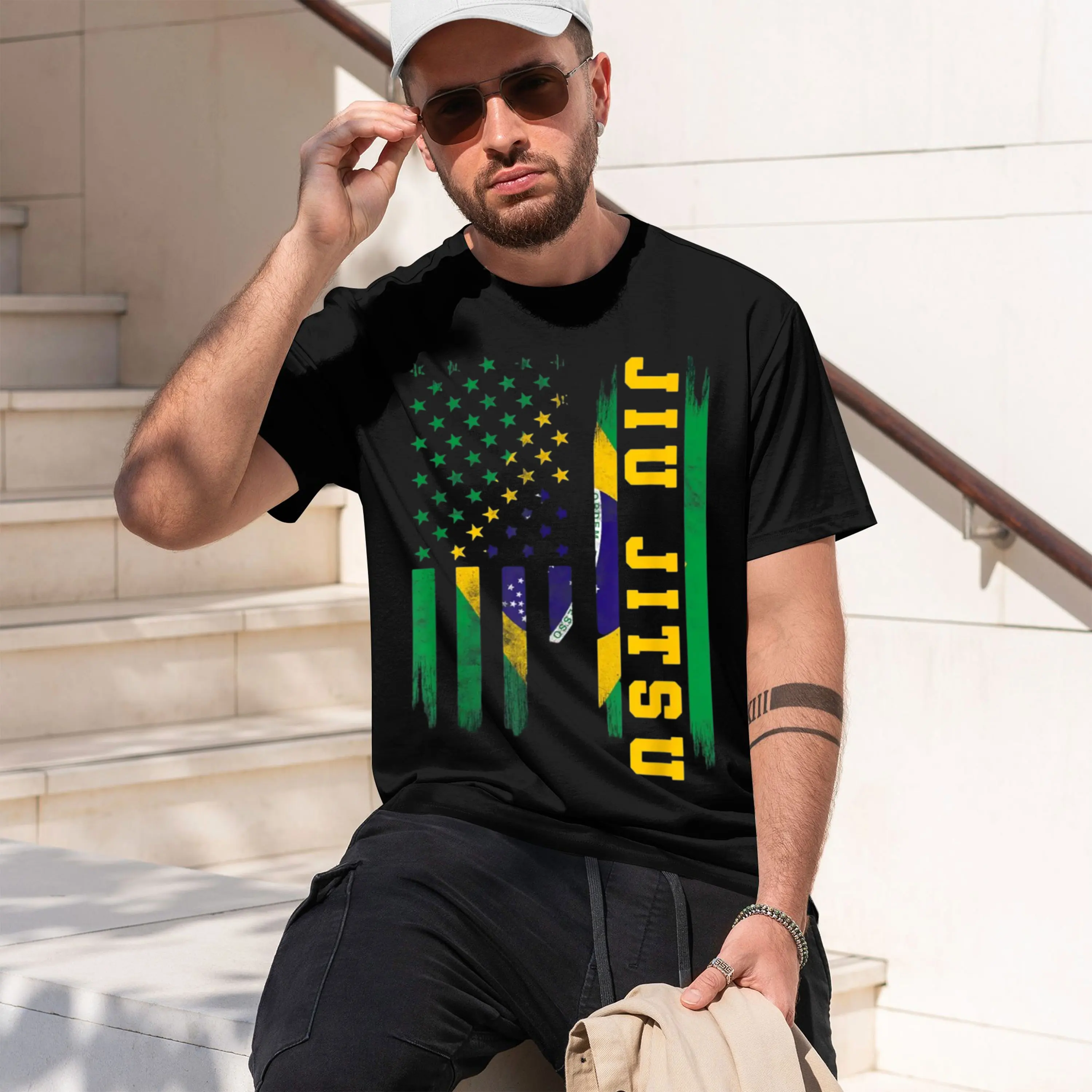 Jiu Jitsu T-Shirt Brazilian BJJ Brazil United States Flag T-Shirt Unisex Summer Streetwear Print on Demand Camiseta 2026 New Mod