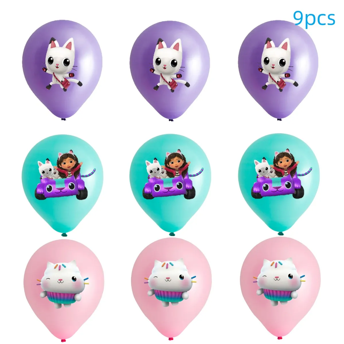 New Cartoon Gabby Dollhouse Birthday Party Supplies Balloon Set Decoration Girl Baby Shower Disposable Tableware Wedding