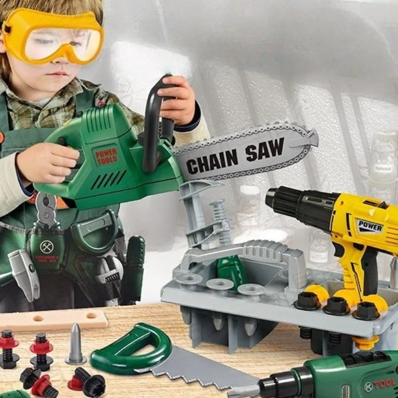 1 Set Toddler Electric Drill Screw Kits Kids Toy Simulation Electric Drill Kit With Real Sounds And Action Construction Tools