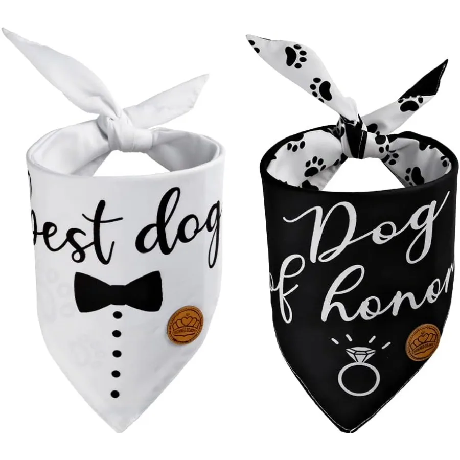 أفضل عصابات الزفاف للكلاب قابلة للعكس مكونة من قطعتين من كلب الشرف والخطوبة قابلة للتعديل للكلاب المتوسطة والكبيرة والكبيرة والغاية باللون الأسود