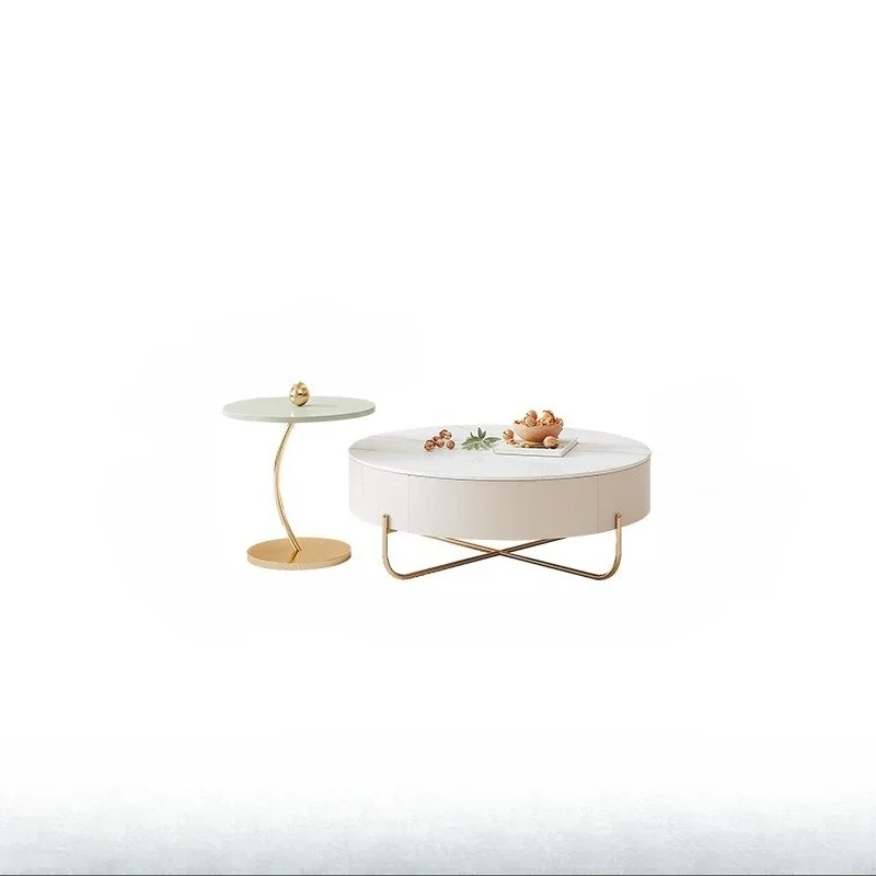 

Ji and modern simple rock panel TV cabinet coffee table combination, cream wind floor cabinet
