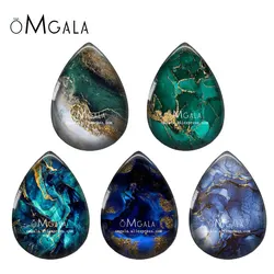 5pairs Imitation stone texture Water Drop Photo Glass cabochon flat back DIY Earrings Jewelry Making Findings Accessories