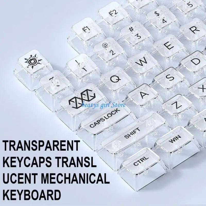 

C7AB Multiple Layout Choices 131Keycaps Long lasting Clear Keycaps for Mechanical Keyboards, Easy to Install and Maintain