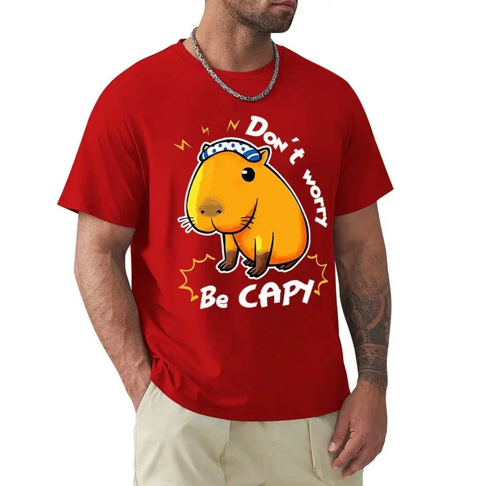 Capybara Capybara Love Dont Worry Be Capy T Shirts Cartoon Graphic TShirts Cool Short Sleeve Clothing Streetwear T-Shirts Tops