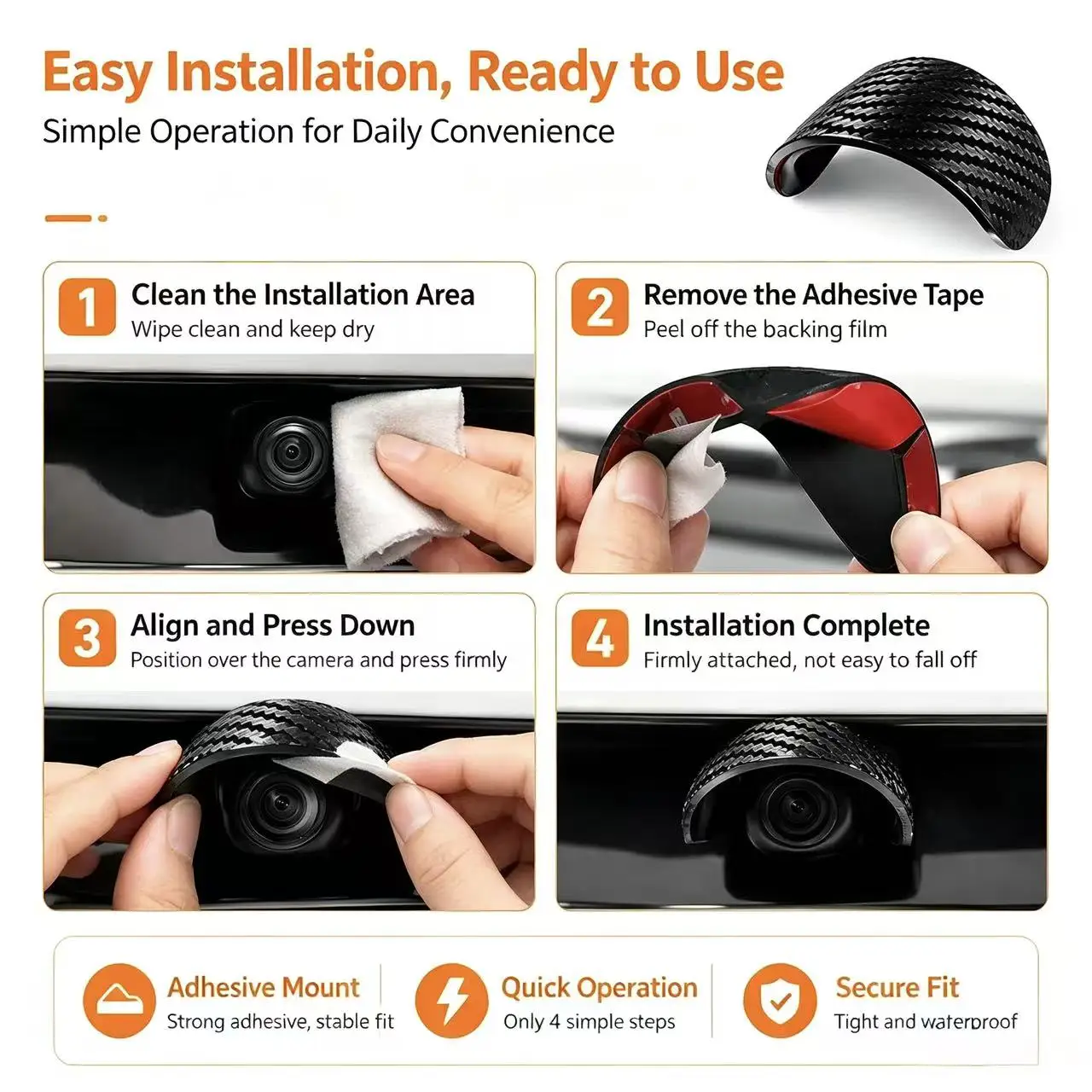 Carbon Fiber Soft PVC Backup Camera Rain Shield Waterproof Anti-Glare Visor Cover For Honda Civic Accord CRV HRV Fit Jazz City view 6