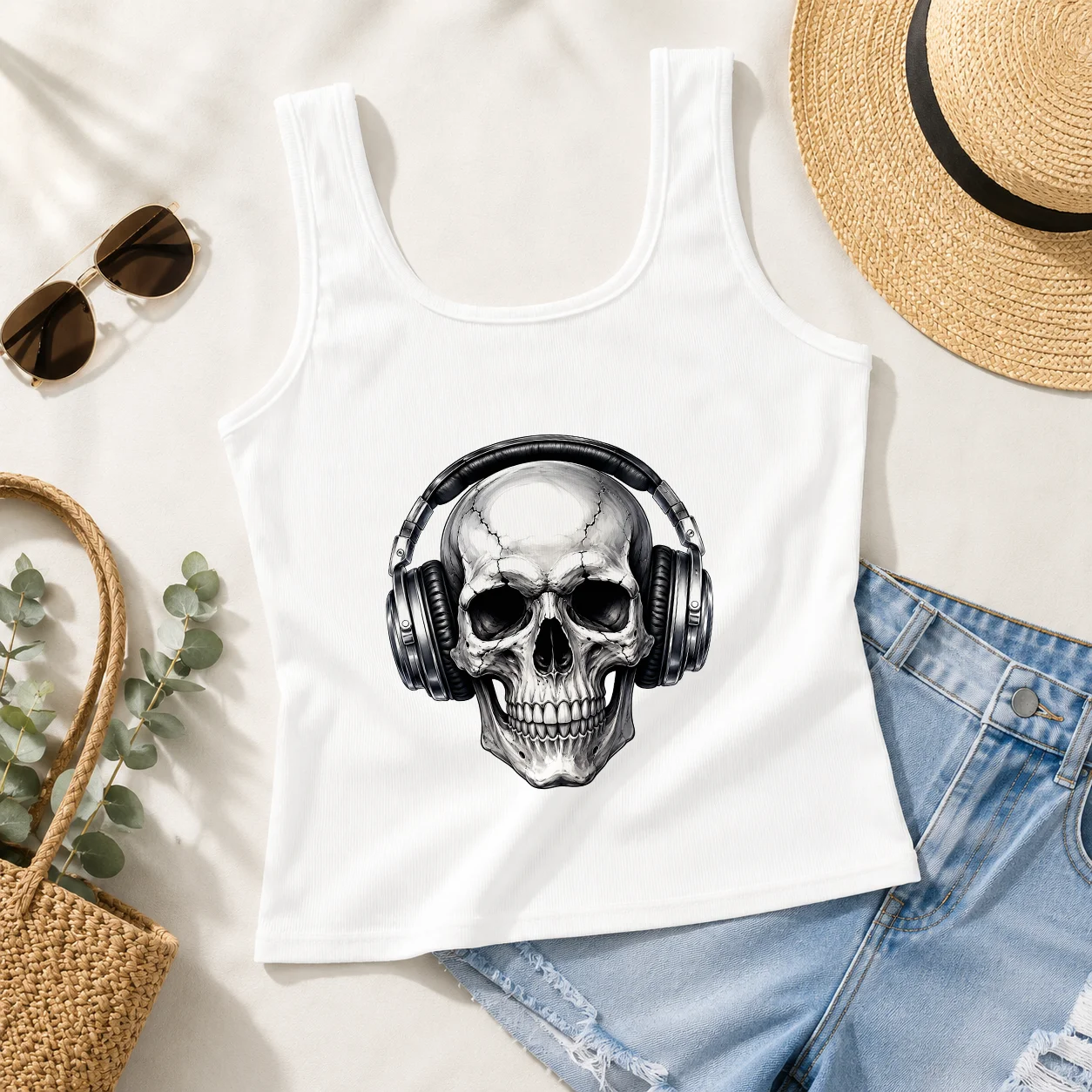 White Casual Harajuku Punk Sli - огляд і ціна Tank Top Ribbed