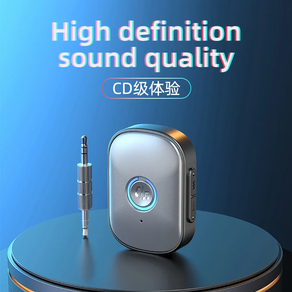 سيارة بلوتوث 5.3 AUX محول الحد من الضوضاء 3.5 مللي متر جاك ستيريو استقبال الصوت اللاسلكي مع ميكروفون لمكبر الصوت