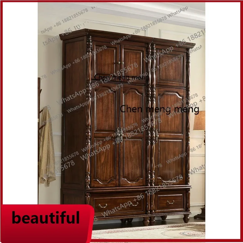 

X Solid wood wardrobe, bedroom furniture, three doors, household large-capacity lockers