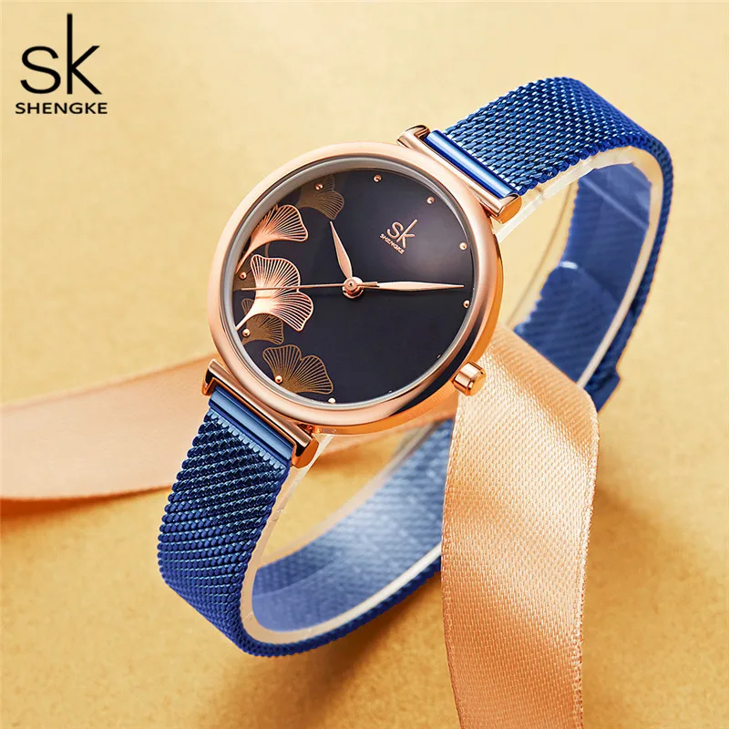 Shengke Watch For Women Creative Brown Mesh Band Women Watch Japanese Quartz Reloj Mujer Fashion Designer Serise Montre Femme