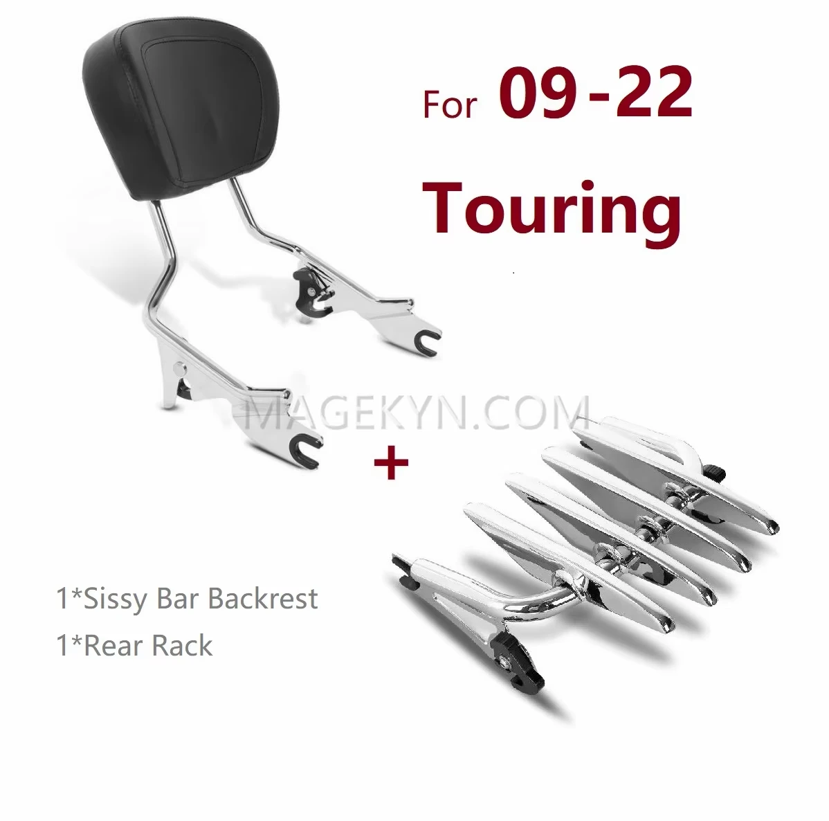

Хромированная спинка мотоцикла CVO Touring Sissy Bar с багажником для Harley Road King Ultra Street Glide FLHR FLHX FLHT 2009-2021