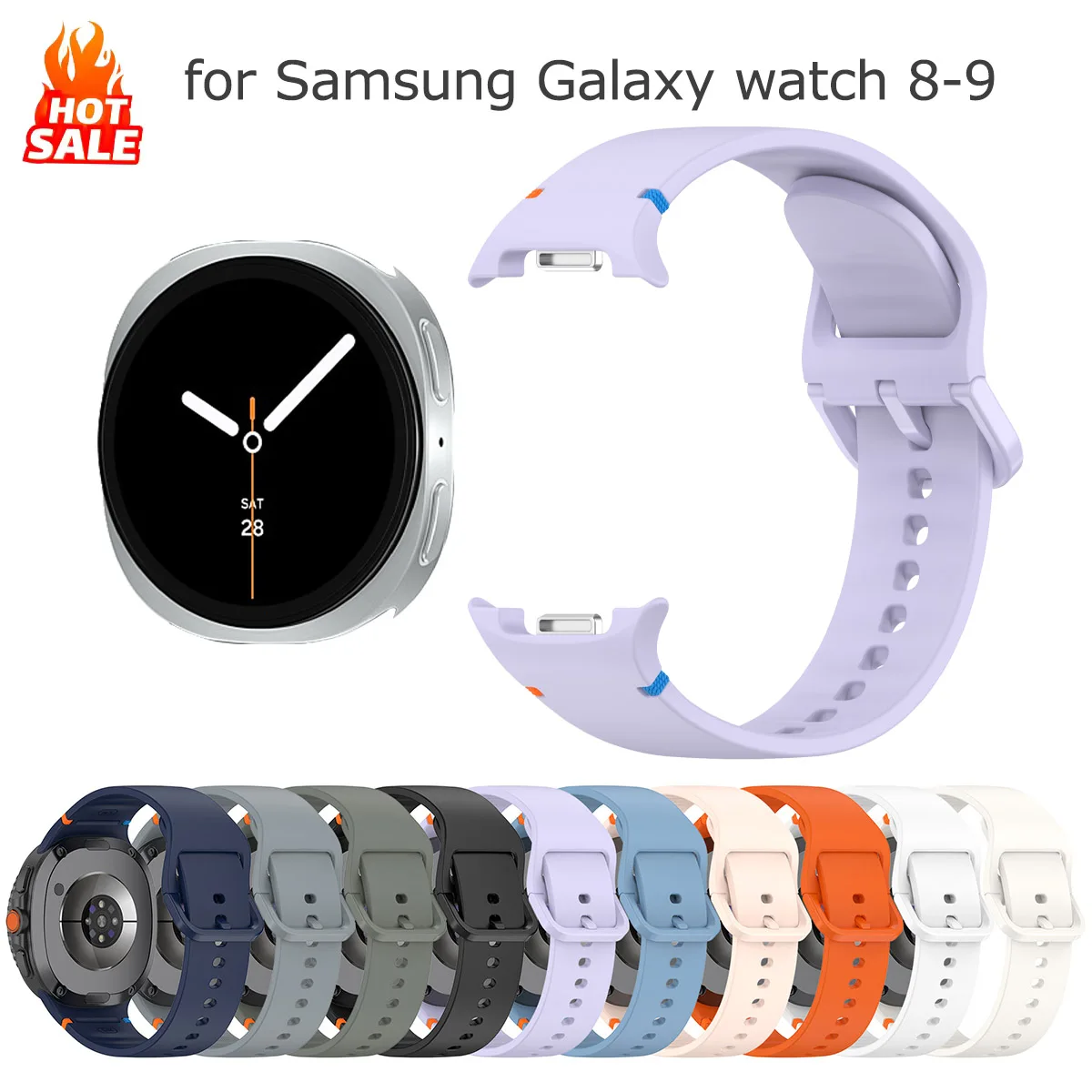 1:1 Sport Band for Samsung Galaxy watch 9 8 44mm 40mm/8 classic 46mm Wrist Replacement Bracelet Correa For Galaxy watch 8 Straps