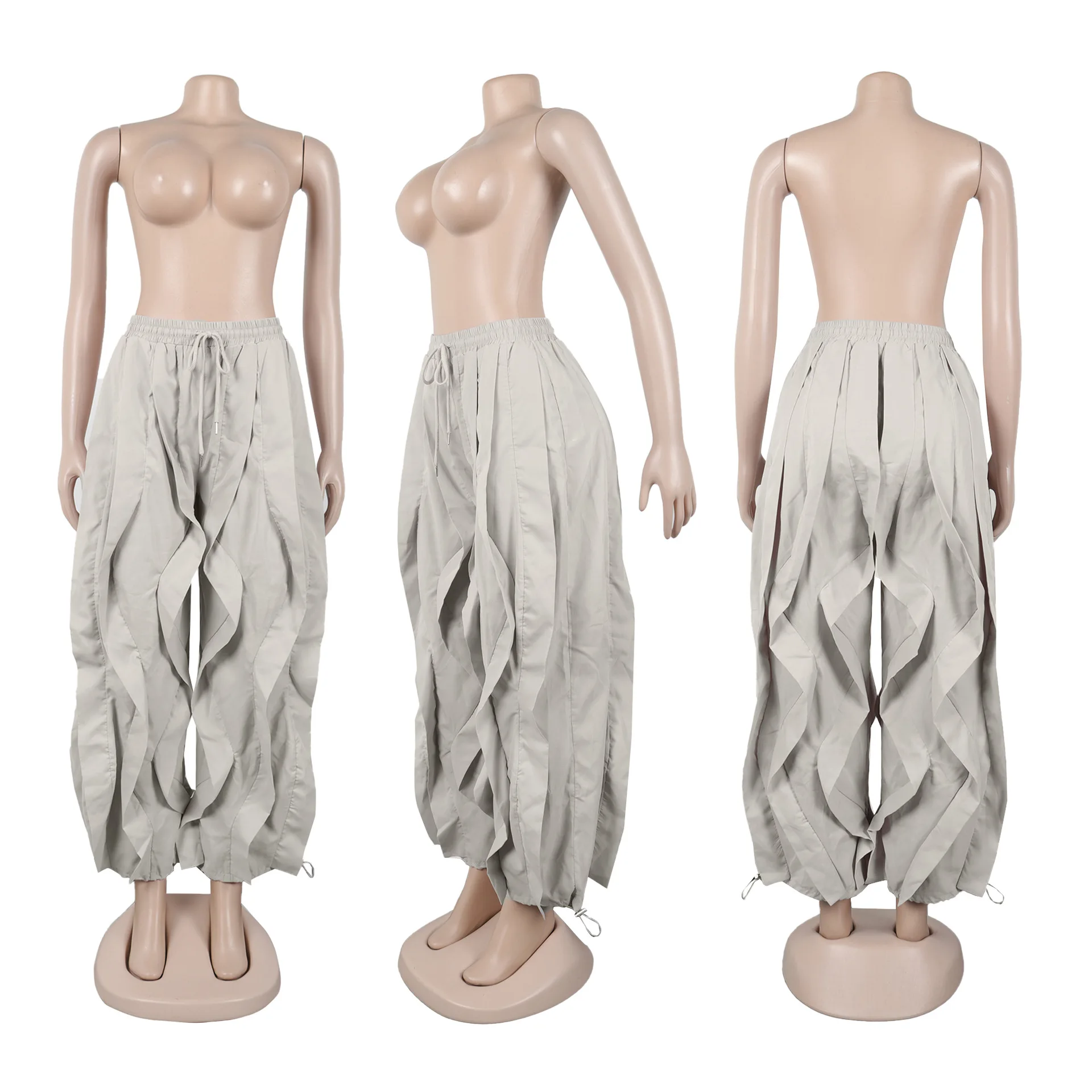 

Cargo Pocket Pants High Waist Y2K Streetwear 2025 Women Summer Fashion Clothes Trousers Sexy Elegant Ruffle Wide Leg Pants