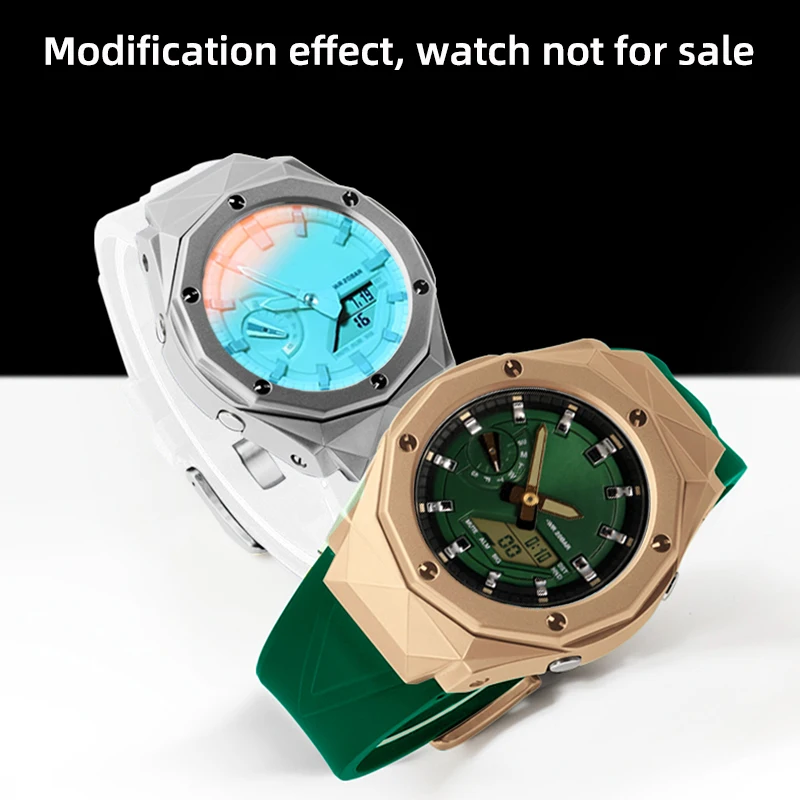 Edelstahl Mod Kit GA2100 Lünette Armband Teile für CasiOak Gehäuse G-Shock Ga2100 Ga2110 Ga-b2100 Lünette Gummiband Set Werkzeuge