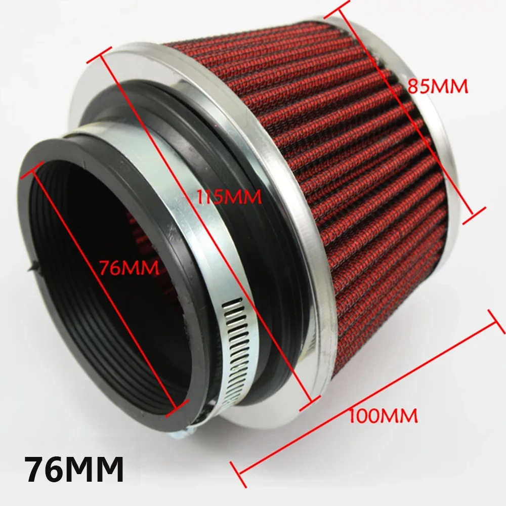 

76mm Universal High Flow Cold Cone Air Intake Filter Car Intake Mushroom Head Air Filter Replacement Sport Racing Car Accessory