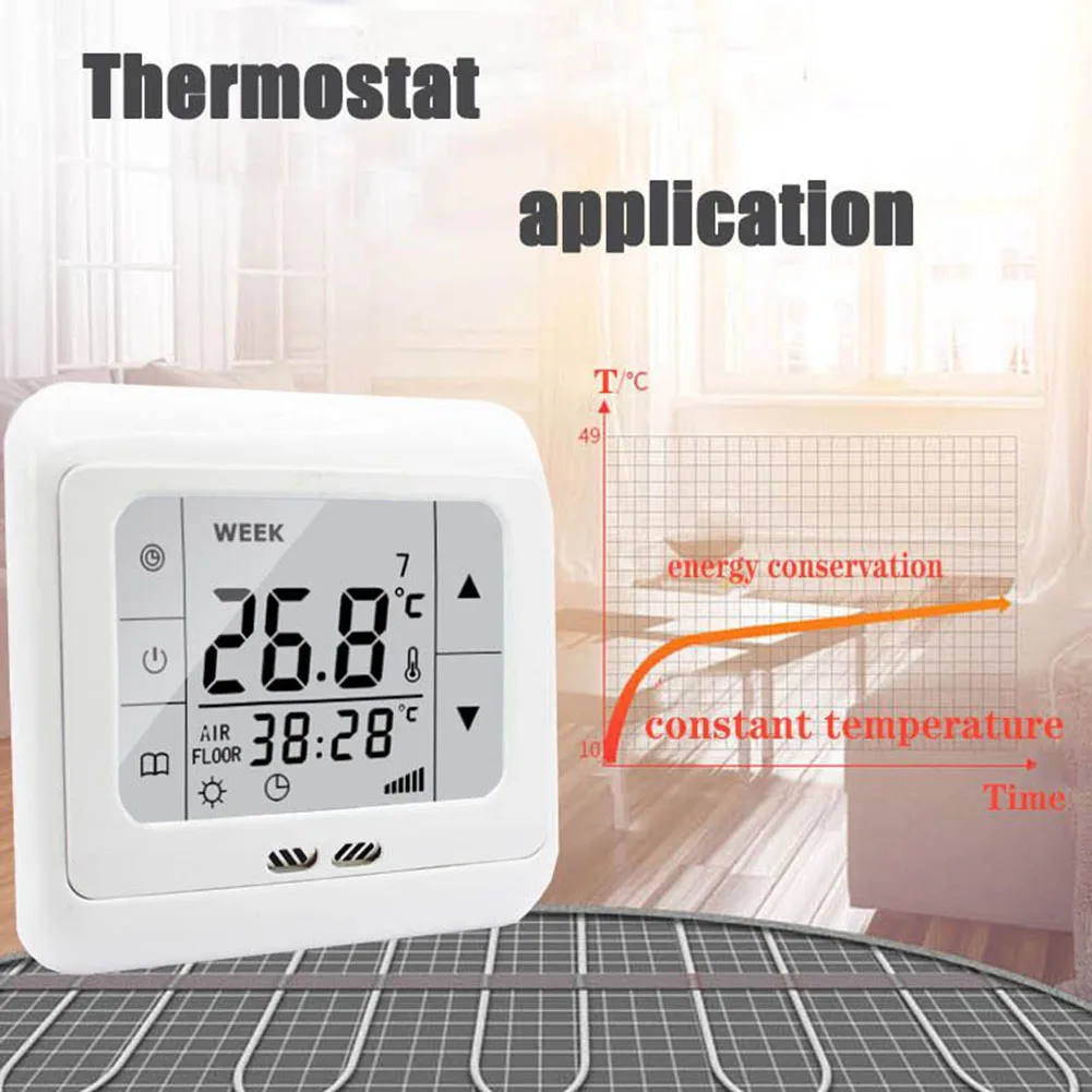 Underfloor Heating Thermostat 2X Digital Temperature Controller with Touch Screen and 6 Day Programmable Timer