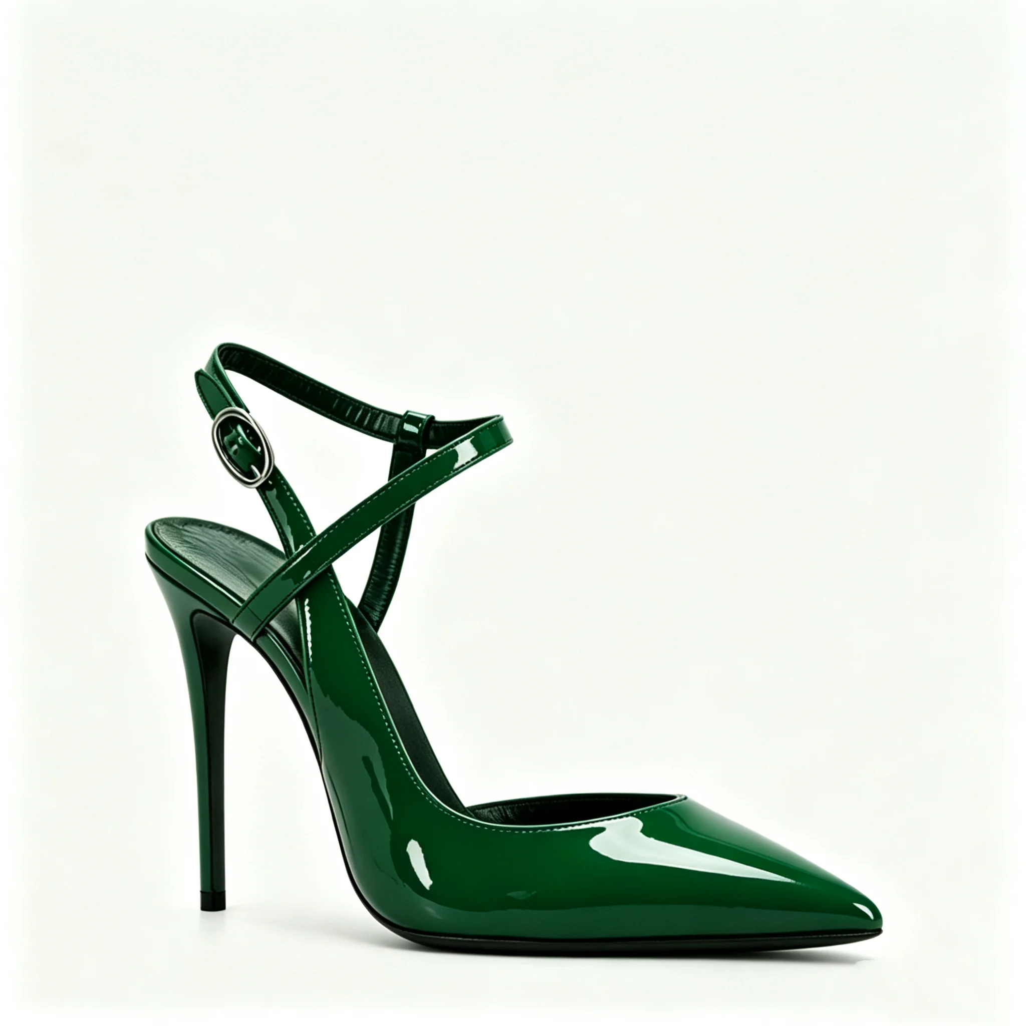 Gold Silver Stiletto Heels Sandals for Women Pointed Cover Toe Patent Leather Ankle Buckle Strap Thin High Heels Dress Shoes - view 6