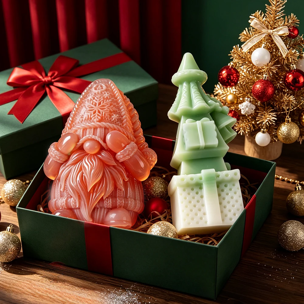 DIY Christmas Series Silicone Candle Mold Xmas Tree Santa Snow Boots Plaster Painting Crafts Mold Festival Decor Candles Mould