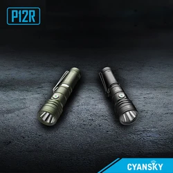 Cyansky poderoso LED lanterna tática, recarregável EDC lanternas de bolso, cauda magnética Camping, 1300 Lumen, P12R