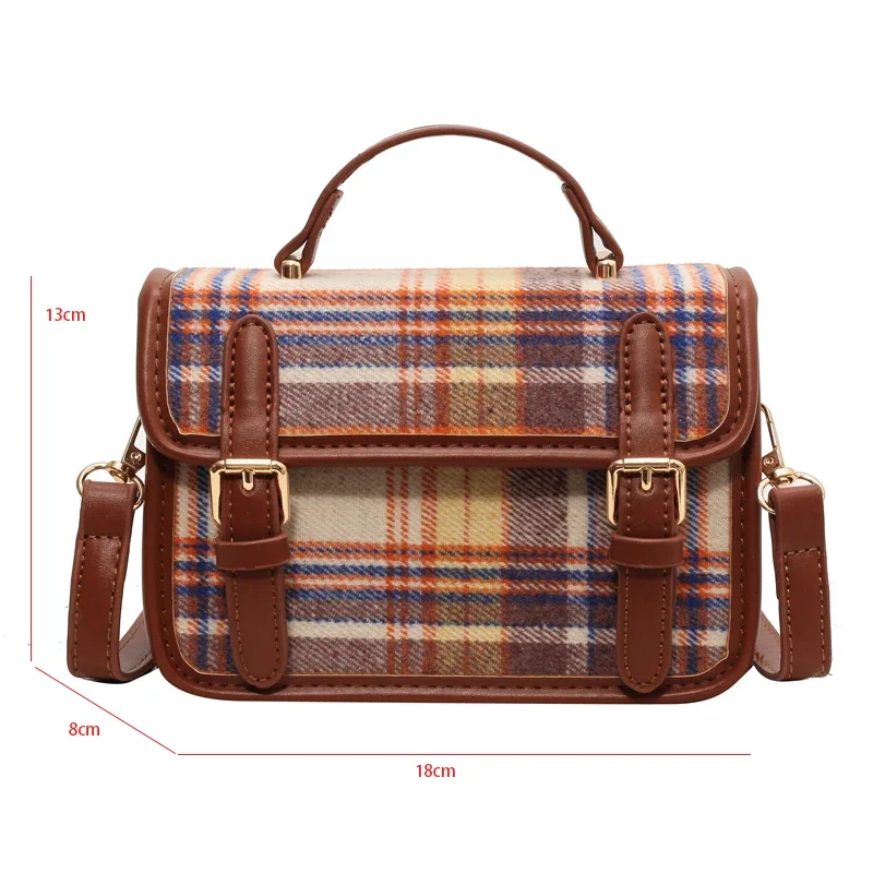 Japanese Style Plaid Cloth Handbag Designer Crossbody Phone Bag For Women Small Square Bag Purse Versatile Flap Messenger Bag