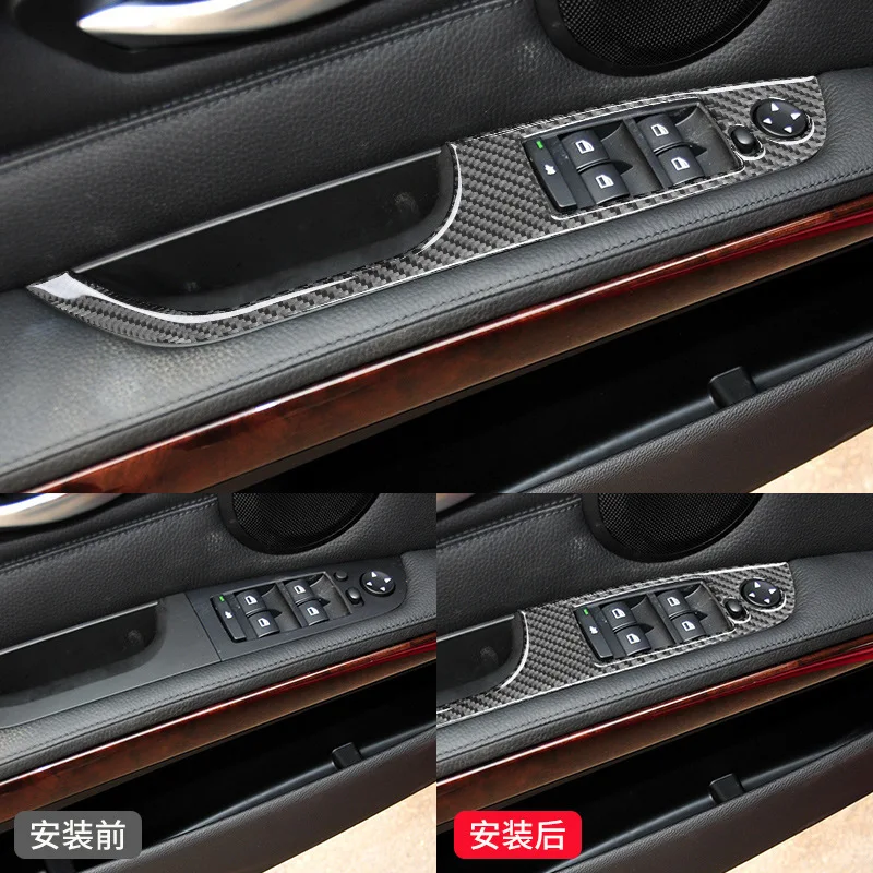 

FOR BMW 05-12 styles Old 3 Series Carbon fiber pattern Interior Window lifting button panel E90 E92 modification