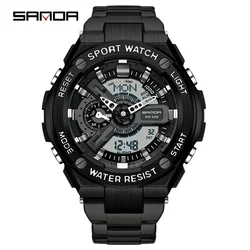 SANDA 3170  Wristwatches New Handlift Light Multi functional Sports Waterproof and Shockproof Alarm Clock Men's Watch Digital