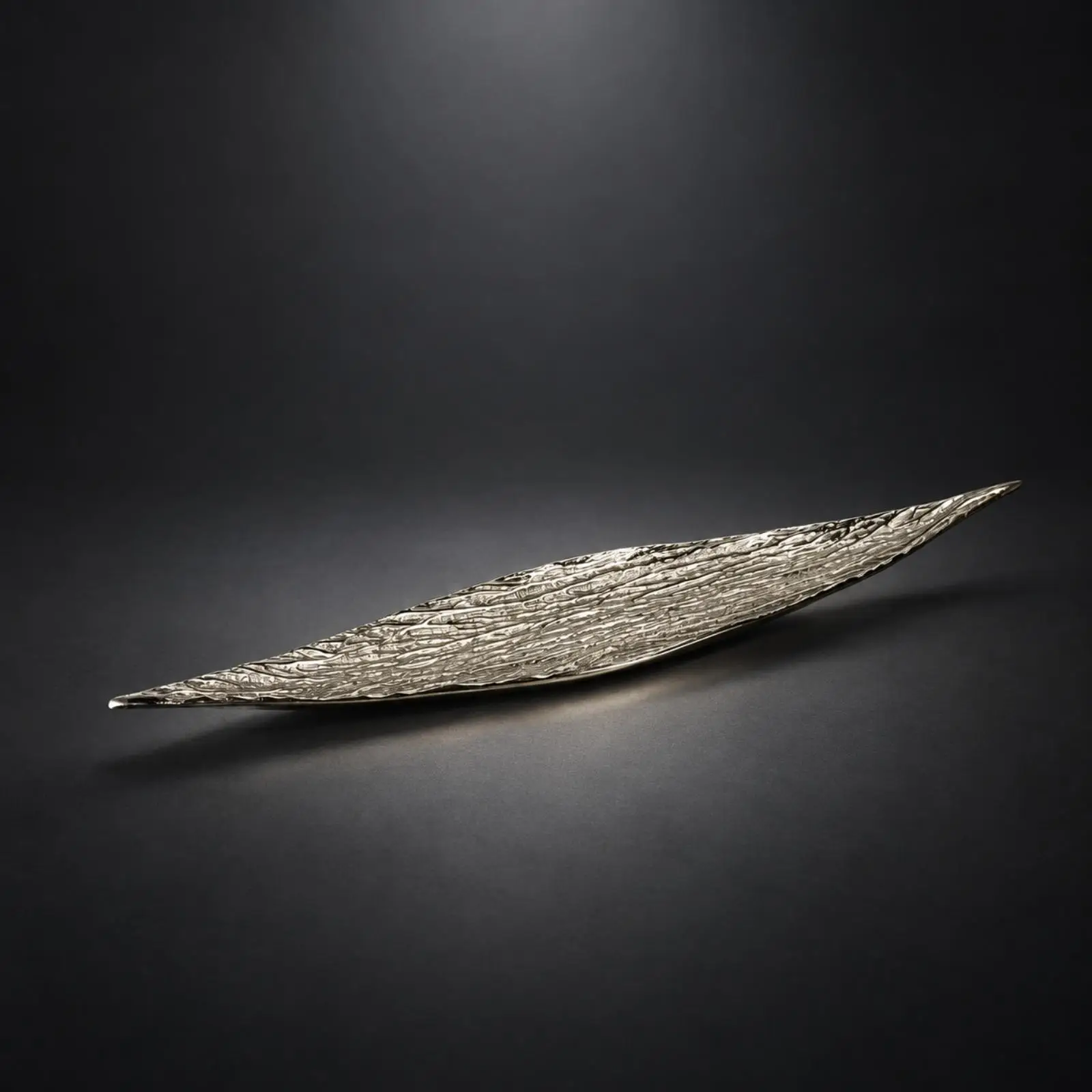 Extended Aluminum Decorative Bowl Slim Profile Leaf-Inspired Aluminum Bowl for Dining Table, Entryway