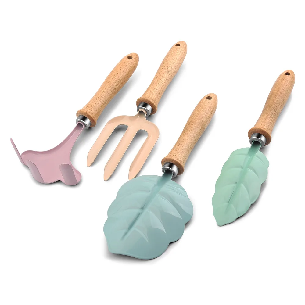 Kids Gardening Tool Set Colorful Safe Children Garden Tools Wood Handle Shovel Rake Fork Outdoor Play Gardening For Girls Boys