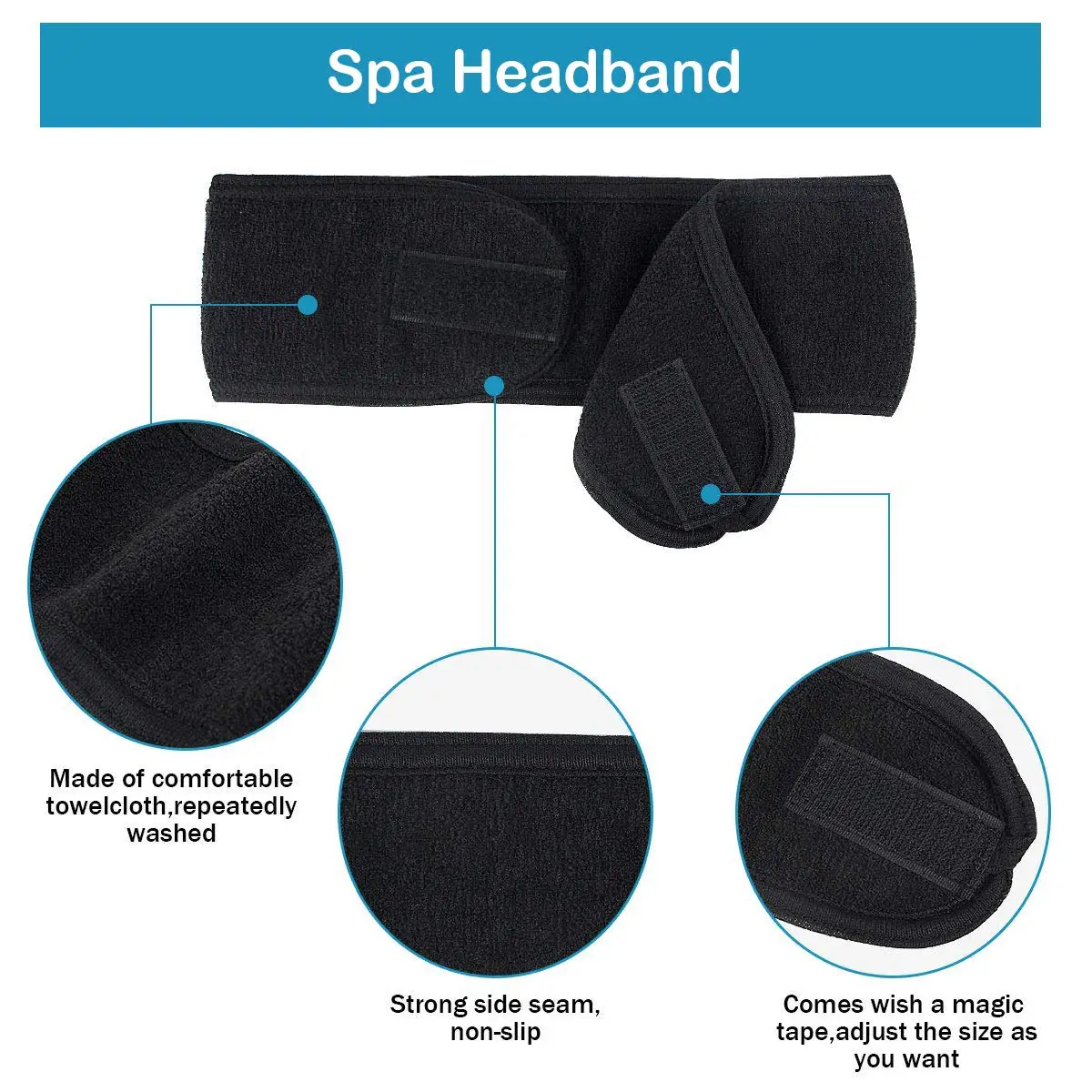 Solid Leopard Sport Terry Headband Adjustable Soft Velvet Yoga Headbands Hair Band Non-Slip Wash Face Makeup Magic Tape Hairband