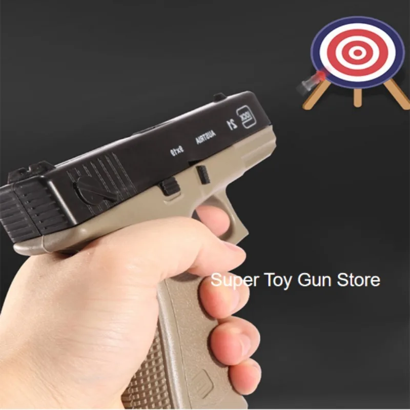 Brown G18 Toy Gun. Air Gun Pistol CS Shooting Weapon Toy Gun Automatic Shell Throwing Soft Bullet Toy Gun (continuous Firing)