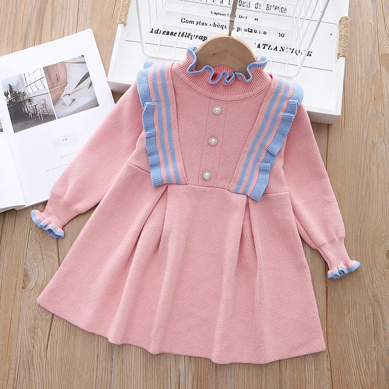 

Girls Knitted Dresses Spring Autumn 2025 Children Woolen Jersey Sweaters Dress For Baby Girl Clothes Kids Princess Party Costume