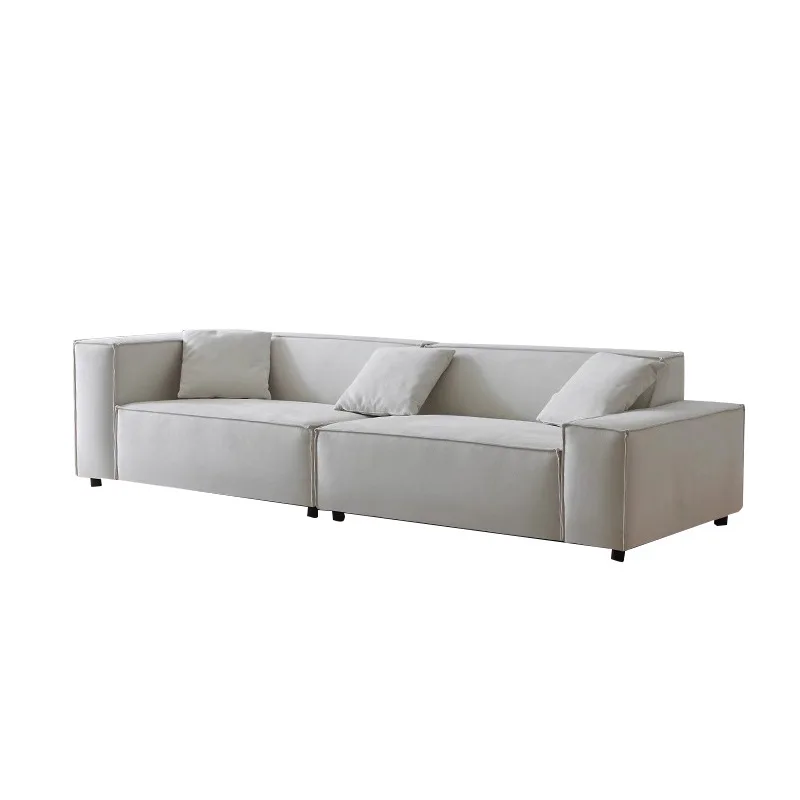 fabric sofa small apartment living room B & B tofu cubes high-end cotton and linen cream wind dismantling and washing