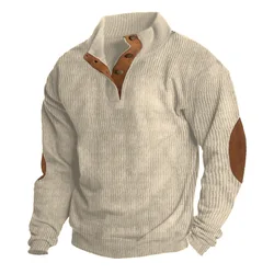 Men's stand-alone Amazon hoodie corduroy combo Henley Shirt Men's casual long-sleeved T-shirt