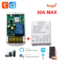 スマートWi-Fiリレーモジュール,リモコン付きタイマー,Alexa, Google Homeオートメーション,Tuya Smartlife,85-250v,12v,24v,30a