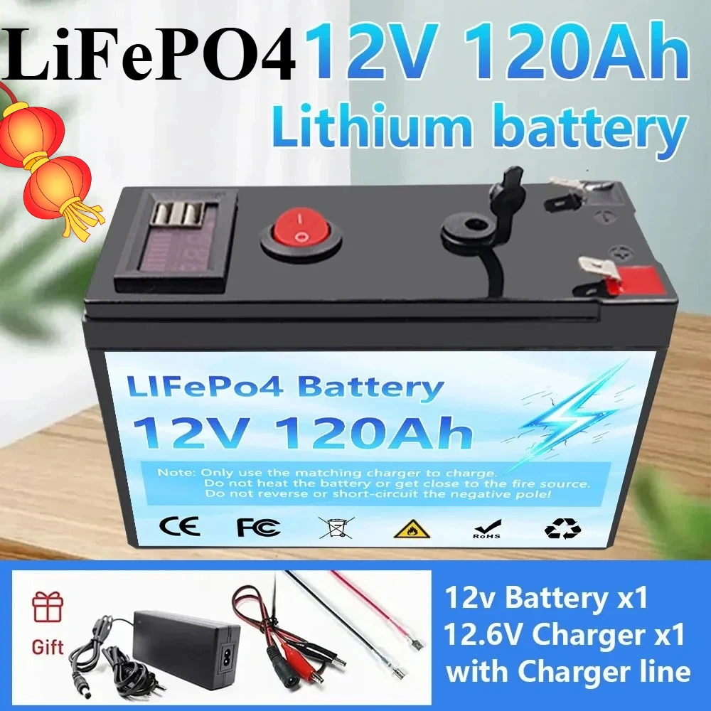 

LiFePO4 12V 100/150Ah Lithium BatteryDeep Cycles,for Power Wheels Toys,Scooter,Kayak Fish Finder,Solar Panel+12.6V 3A Charger