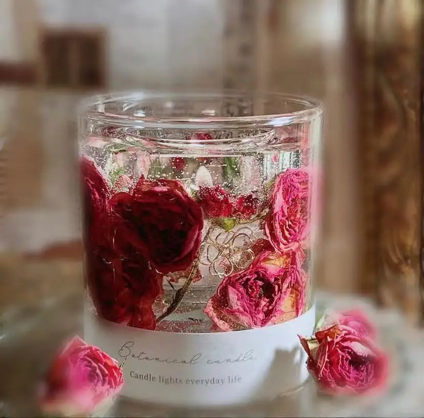 Creative Dried Flower Scented Candles Lemon Bubble Water Handmade Jelly Wax Plant Aromatherapy Candles Home Decoration Ornament