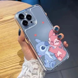 Disney Angel Touch Face Stitch Phone Case for iPhone 15 14 7 8 Plus 15 14 13 12 16 Pro Max XR Xs X Y2K Clear Soft Silicone Cover