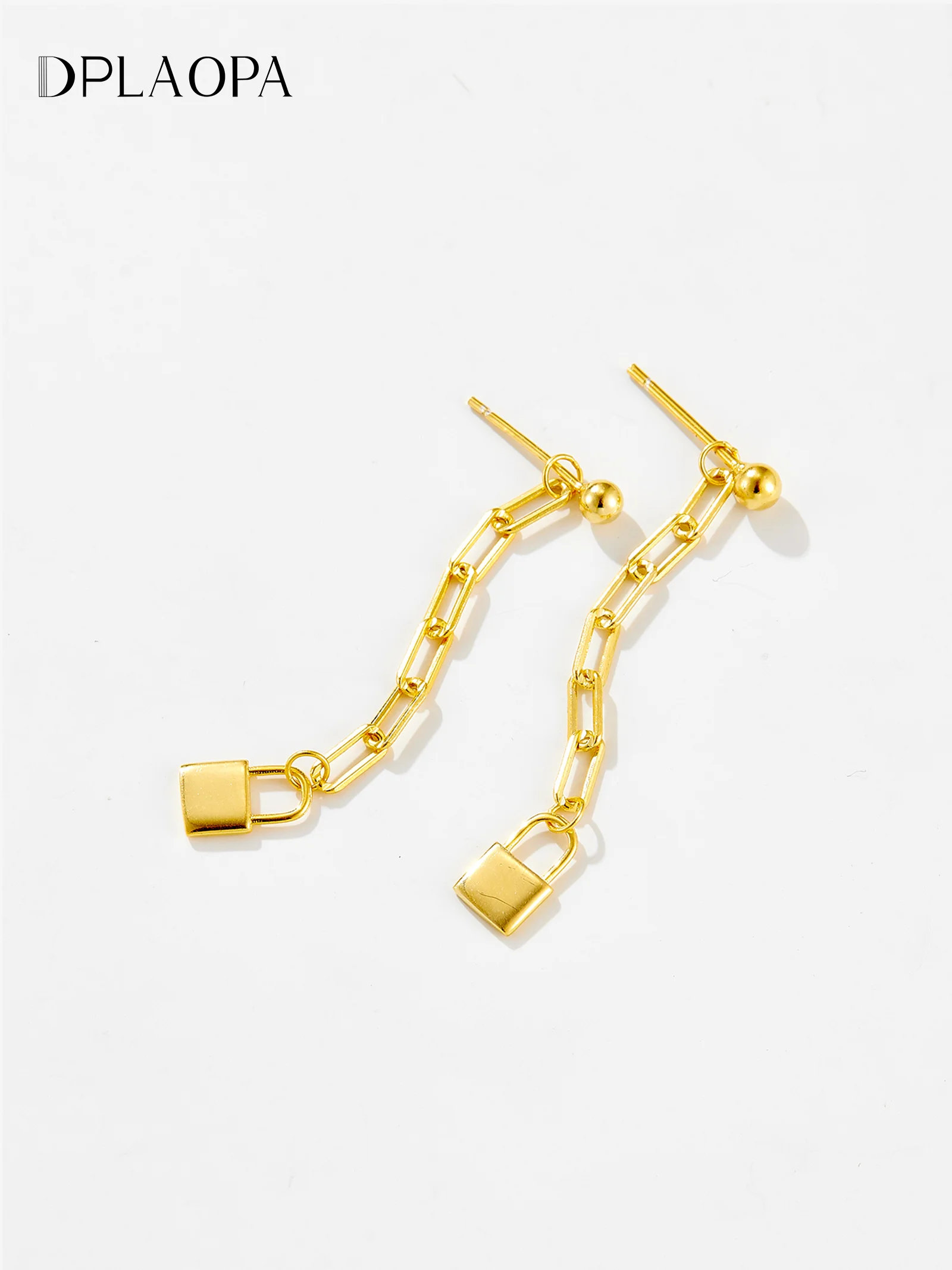 DPLAOPA 925 Sterling Silver Small Lock Chain Drop Earring 2024 New Fine Luxury Advanced Jewelry Gift For Women