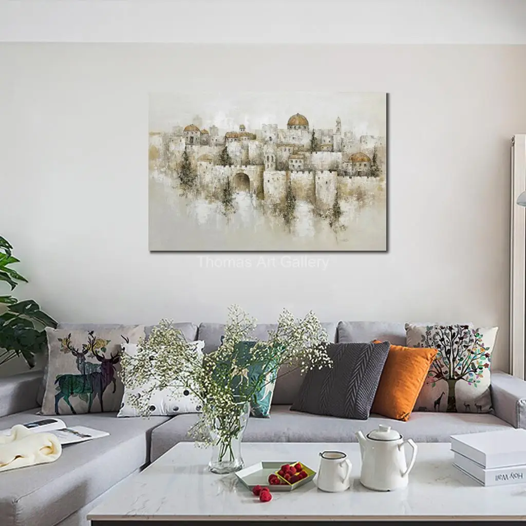 Abstract Printed Picture Israel Landscape Judaica Canvas Masterpiece Traditional Artwork for Synagogue Decor Waiting Room