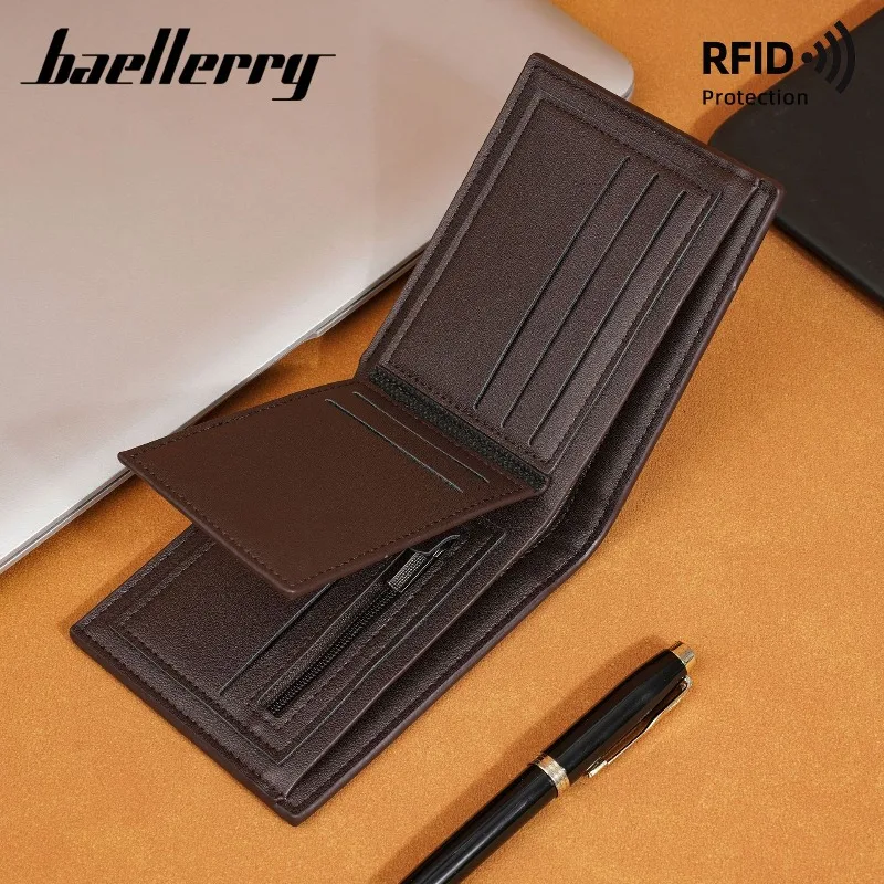 Baellerry Men RFID Wallets New Short Card Holder Simple Male Purses Photo Holder Small Coin Bag Zipper Wallet For Men